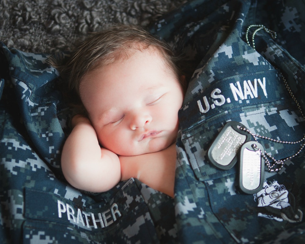 baby in navy uniform, arizona photographer, arizona newborn photographer, phoenix baby photographer